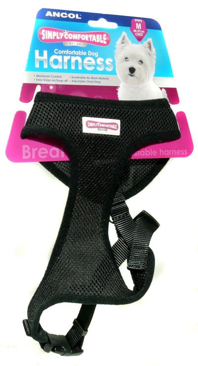 Ancol Viva Nylon Comfort Mesh Harness Black Medium 44-57cm